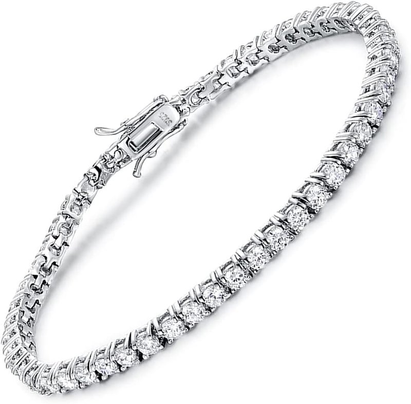 TIKJE 925 Sterling Silver 2-7mm Cubic Zirconia Classic Tennis Bracelet | White Gold Bracelets for Women | Size 6-8.5 inches - Image 1